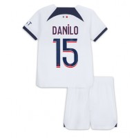 Camisa de Futebol Paris Saint-Germain Danilo Pereira #15 Equipamento Secundário Infantil 2023-24 Manga Curta (+ Calças curtas)
